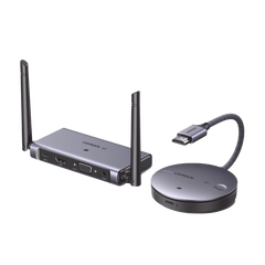 Transmisor y Receptor Inalámbrico HDMI | 50m | Salida HDMI y VGA (Simultanea) | Audio 3.5mm | Efecto 3D | Luz Indicadora LED | Clic and Go | Señal Estable | Amplia Compatibilidad | Conecta con un Clic.