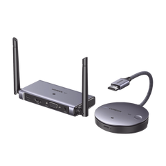 Transmisor y Receptor Inalámbrico HDMI | 50m | Salida HDMI y VGA (Simultanea) | Audio 3.5mm | Efecto 3D | Luz Indicadora LED | Clic and Go | Señal Estable | Amplia Compatibilidad | Conecta con un Clic.