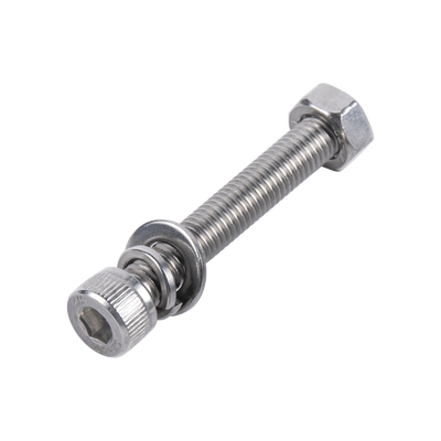 1 Tornillo Allen Milimétrico de Acero Inoxidable  M8-1.25 x 25 / 1 Pza. /Con 1 Tuerca, 1 Arandela de Presión y 1 Plana / Para Montajes de Módulos Foto Voltaicos .