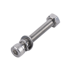 1 Tornillo Allen Milimétrico de Acero Inoxidable  M8-1.25 x 30/ Con 1 Tuerca, 1 Arandela de Presión y 1 Plana / Para Montajes de Módulos Foto Voltaicos .