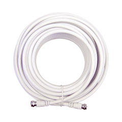 Jumper Coaxial con Cable Tipo RG-6 en Color Blanco de 6.09 Metros (20 Pies) de Longitud y Conectores F Macho en Ambos Extremos. 75 Ohm de Impedancia.