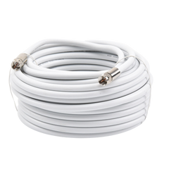 Jumper Coaxial con Cable Tipo RG-6 en Color Blanco de 15.24 Metros (50 Pies) de Longitud y Conectores F Macho en Ambos Extremos. 75 Ohm de Impedancia.