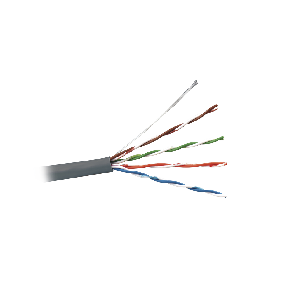 Bobina de Cable UTP de 4 Pares, Cat5e, PVC (CM), Color Gris, 24 AWG, 305 Metros (1000 Pies)