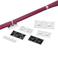 Montaje-Sujetador Para Cable de 4 Vías, con Adhesivo, 25.4 x 25.4mm (1in x 1in), Color Blanco, Uso en Interior, 1 pieza