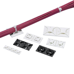 Montaje-Sujetador Para Cable de 4 Vías, con Adhesivo, 25.4 x 25.4mm (1in x 1in), Color Blanco, Uso en Interior, 1 pieza