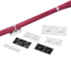 Montaje-Sujetador Para Cable de 4 vías, con Adhesivo Acrilico, 25.4 x 25.4mm (1in x 1in), Color Negro, Uso en Exterior, 1 pieza