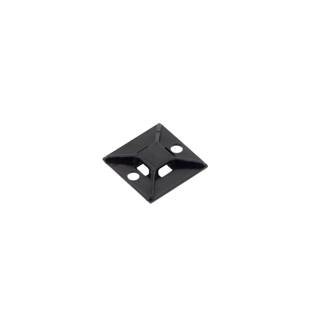 Montaje-Sujetador Para Cable de 4 vías, con Adhesivo Acrilico, 25.4 x 25.4mm (1in x 1in), Color Negro, Uso en Exterior, 1 pieza