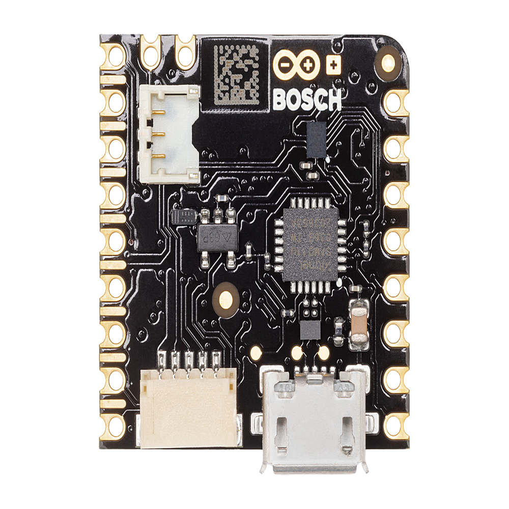 Placa de Desarrollo IoT / Arduino Nicla Sense ME / 4 Sensores Bosch Industrial / Bluetooth 5.0 / nRF52832 Cortex-M4F 64MHz / 512KB Flash + 2MB Externa / BHI260AP IMU 6 Ejes / BME688 Gas VOC / BMP390 Presión / BMM150 Magnetómetro