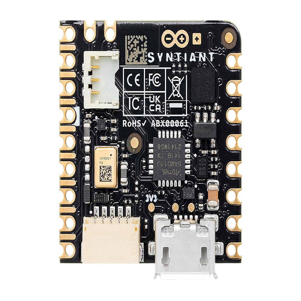 Placa Desarrollo Nicla Voice / Procesador Neural Syntiant NDP120 / Bluetooth 5.0 BLE / IMU 9 Ejes / Micrófono MEMS 105dB / Reconocimiento Voz Always-On / Machine Learning Edge