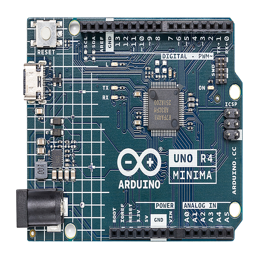 Placa Desarrollo Arduino UNO R4 Minima / Microcontrolador Renesas RA4M1 32-bit Cortex-M4 / 48 MHz / 256 kB Flash / 32 kB SRAM / 14 Digital I/O / 6 Analog Inputs / USB-C / Compatible con Shields UNO