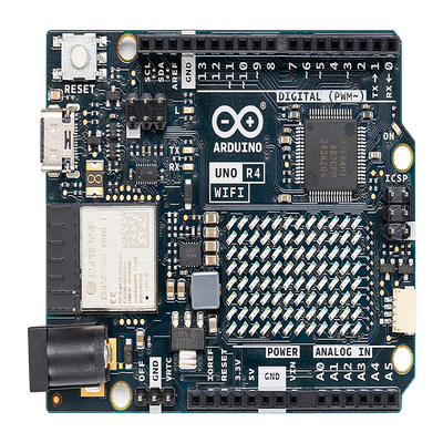 ARDUINO UNO REV4 WIFI, Retrocompatible con la UNO R3, la Arduino UNO R4 WiFi incluye una matriz LED 12x8 para interfaz mejorada y destaca por su conectividad y mayor potencia de procesamiento