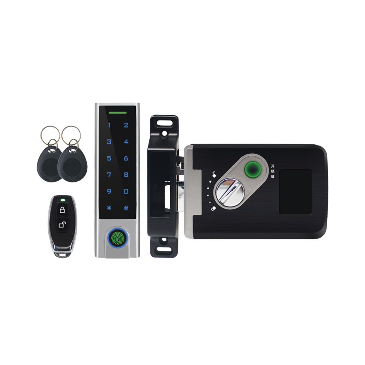 Kit de Cerradura Inteligente / Incluye Teclado y Control Remoto / Soporta Huella, Tarjeta y Contraseña / Teclado Metálico IP65