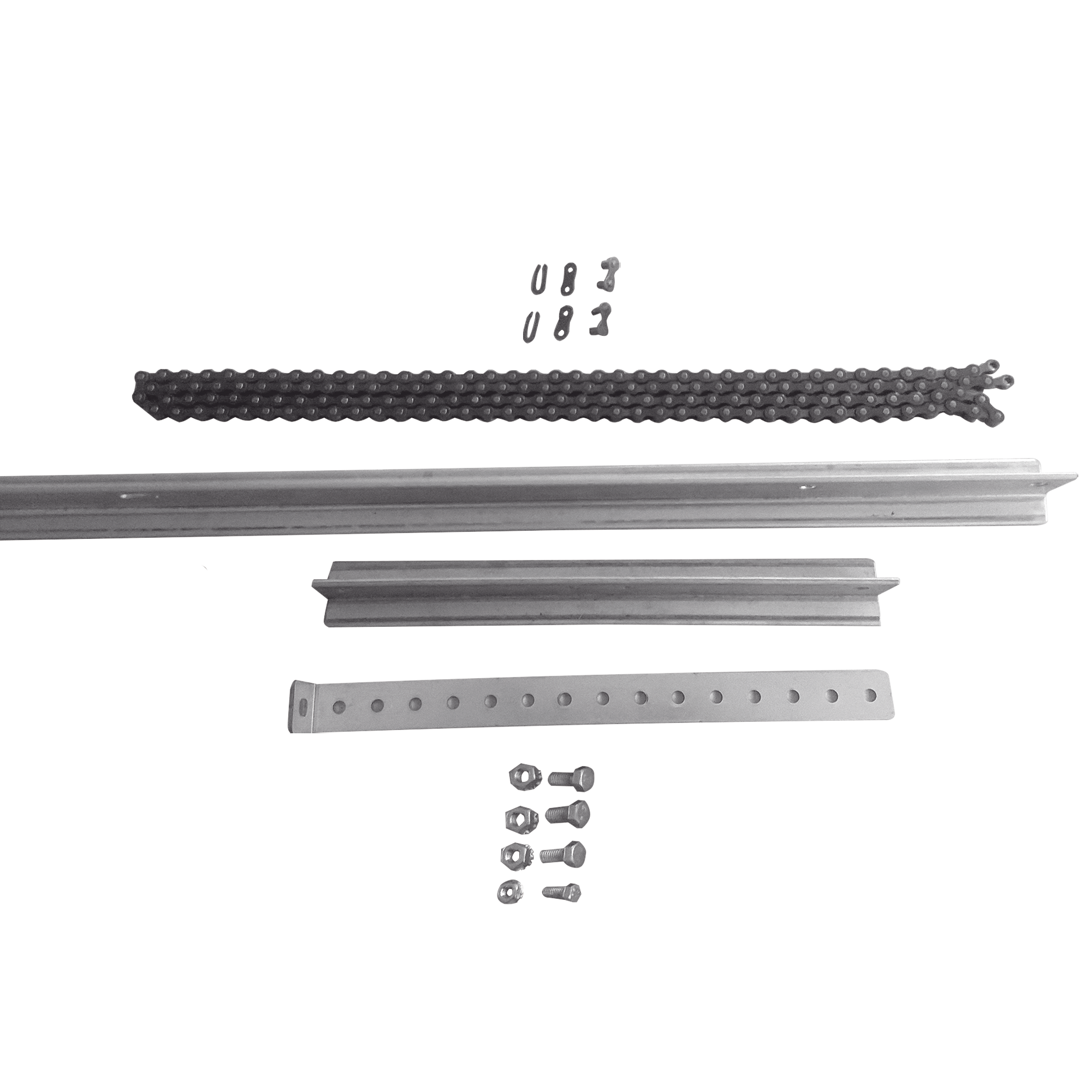 Extensión de Riel Tipo T para Portones / 1 Metro / Cadena de Alta Resistencia 2 mts / Conector Modular para Múltiples Secciones / Compatible con ACCESSRAILT3 / Bracket y Tornillería Incluidos