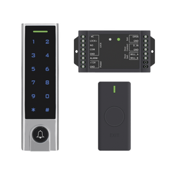 Mini Controlador de Acceso con Teclado Inalámbrico / Cuenta con Botón de Salida Inalámbrico / Soporta Tarjeta y Contraseña / Cuenta con Botón de Timbre