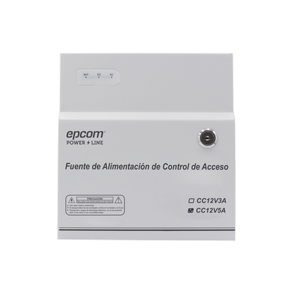 Fuente de Alimentación / 1 Salida 11-15 Vcc /  5 A / Temporizador Integrado / Con Capacidad de Batería de Respaldo / Requiere Batería / Aplicaciones en sistemas de control de Acceso