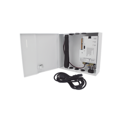 Fuente de Poder / 1 Salida 11-15 Vcc /  5 A / Temporizador Integrado / Con Capacidad de Batería de Respaldo / Requiere Batería / Aplicaciones en sistemas de control de Acceso