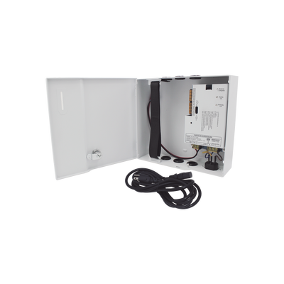 Fuente de Alimentación / 1 Salida 11-15 Vcc /  5 A / Temporizador Integrado / Con Capacidad de Batería de Respaldo / Requiere Batería / Aplicaciones en sistemas de control de Acceso