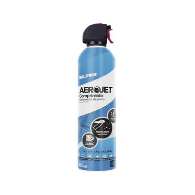 Removedor de polvo y residuos (aire comprimido) con aplicación 360º para limpieza de equipos electrónicos, válvula anti-estallamiento, 660 ml