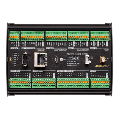 PORTENTA MACHINE CONTROL ,Ideal para aplicaciones en la Industria 4.0 gracias a sus múltiples  puertos de comunicación  y una programación flexible en estándares de PLC o Arduino IDE