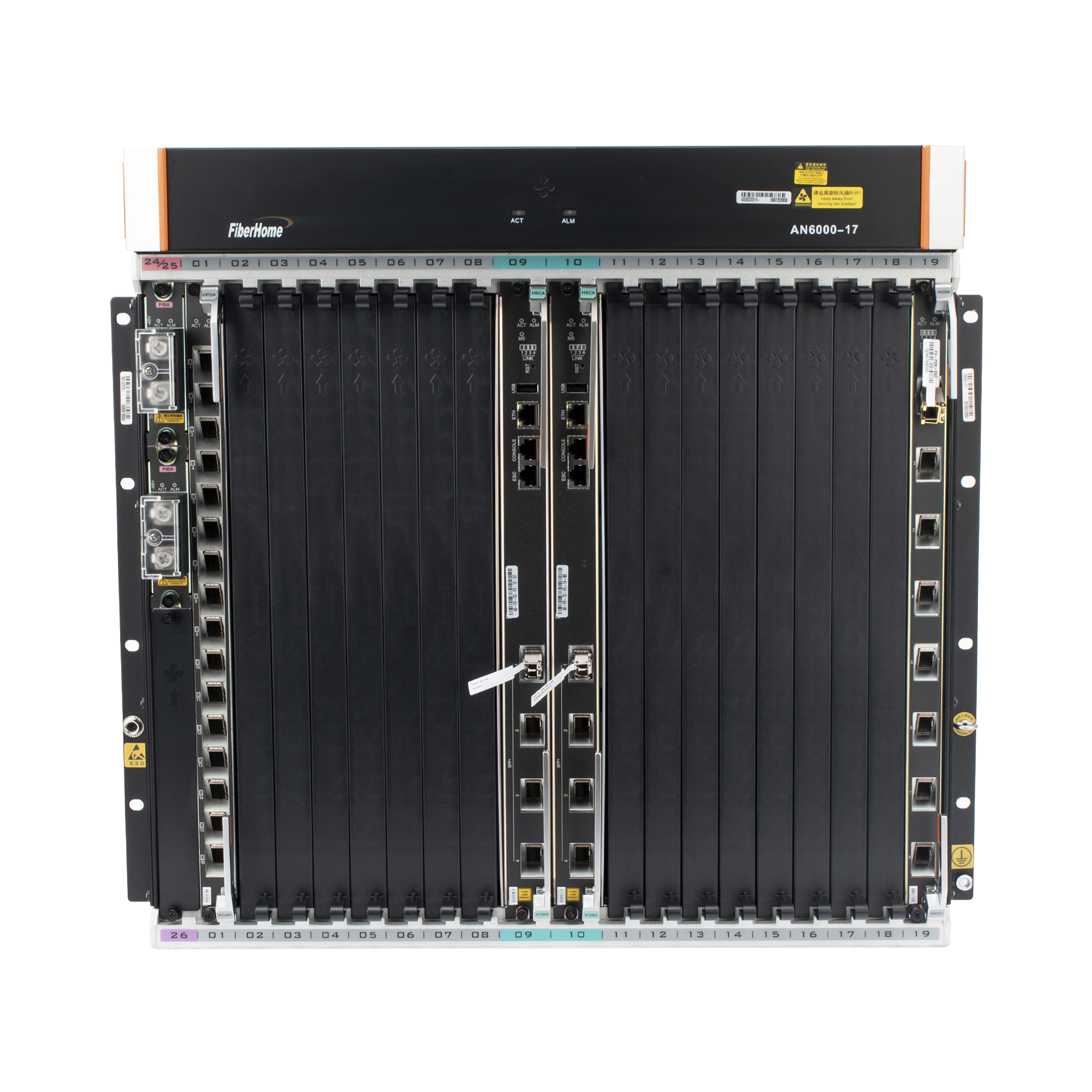 OLT Carrier Class Modular GPON, 16 Ranuras de Servicio, Incluye 1 Tarjeta de Servicio, crecimiento hasta 256 puertos GPON o 128 XGPON, Gestión por UNM2000, CLI, (Incluye Instalación de Software UNM2000)