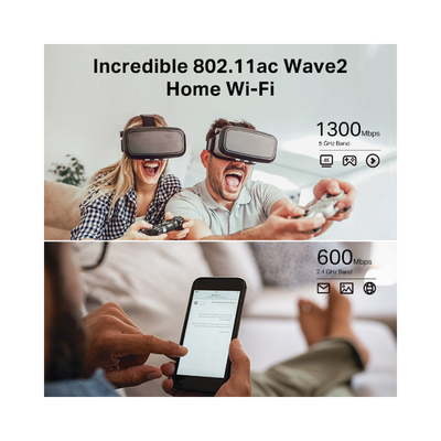 Router inalámbrico WiFi 5 ac / Wave 2 MU-MIMO 3x3 1900 Mbps / Doble Banda 2.4 y 5 GHz / 1 puerto WAN 10/100/1000 Mbps / 4 puertos LAN 10/100/1000 Mbps / Tecnología Smart Connect / Compatible con EasyMesh