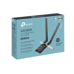 Adaptador  PCIe inalámbrico doble banda AX1800 Mbps / Seguridad Inalámbrica WPA3 /Antena de alta ganancia / Tecnología MU-MUMO 2X2 / Soporte de perfil bajo y Altura completa / Bluetooth 5.2