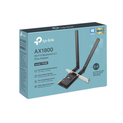 Adaptador  PCIe inalámbrico doble banda AX1800 Mbps / Seguridad Inalámbrica WPA3 /Antena de alta ganancia / Tecnología MU-MUMO 2X2 / Soporte de perfil bajo y Altura completa / Bluetooth 5.2