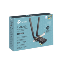 Adaptador PCIe inalámbrico doble banda AX3000 Mbps / Seguridad Inalámbrica WPA3 /Antena de alta ganancia / Tecnología MU-MUMO 2X2 / Soporte de perfil bajo y Altura completa / Bluetooth 5.2