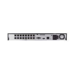 NVR 16 canales grabacion hasta 8MP / H.265 / P2P Wisenet / 16 puertos PoE Plug and Play / 80 Mbps para grabacion.