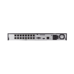 NVR 16 canales grabacion hasta 8MP / H.265 / P2P Wisenet / 16 puertos PoE Plug and Play / 80 Mbps para grabacion.