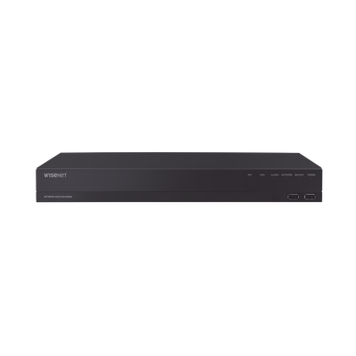 NVR 16 canales grabacion hasta 8MP / H.265 / P2P Wisenet / 16 puertos PoE Plug and Play / 80 Mbps para grabacion.