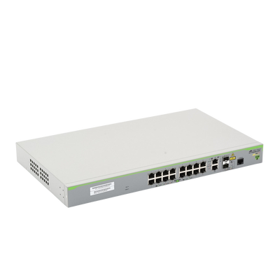 Switch PoE+ Administrable CentreCOM FS980M, Capa 3 de 16 Puertos 10/100 Mbps + 2 puertos RJ45 Gigabit/SFP Combo, 250W