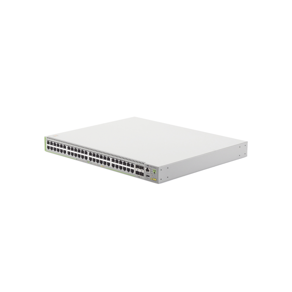 Switch PoE+ Administrable CentreCOM GS980M, Capa 3 de 48 puertos 10/100/1000Mbps + 4 SFP Gigabit, 740 W