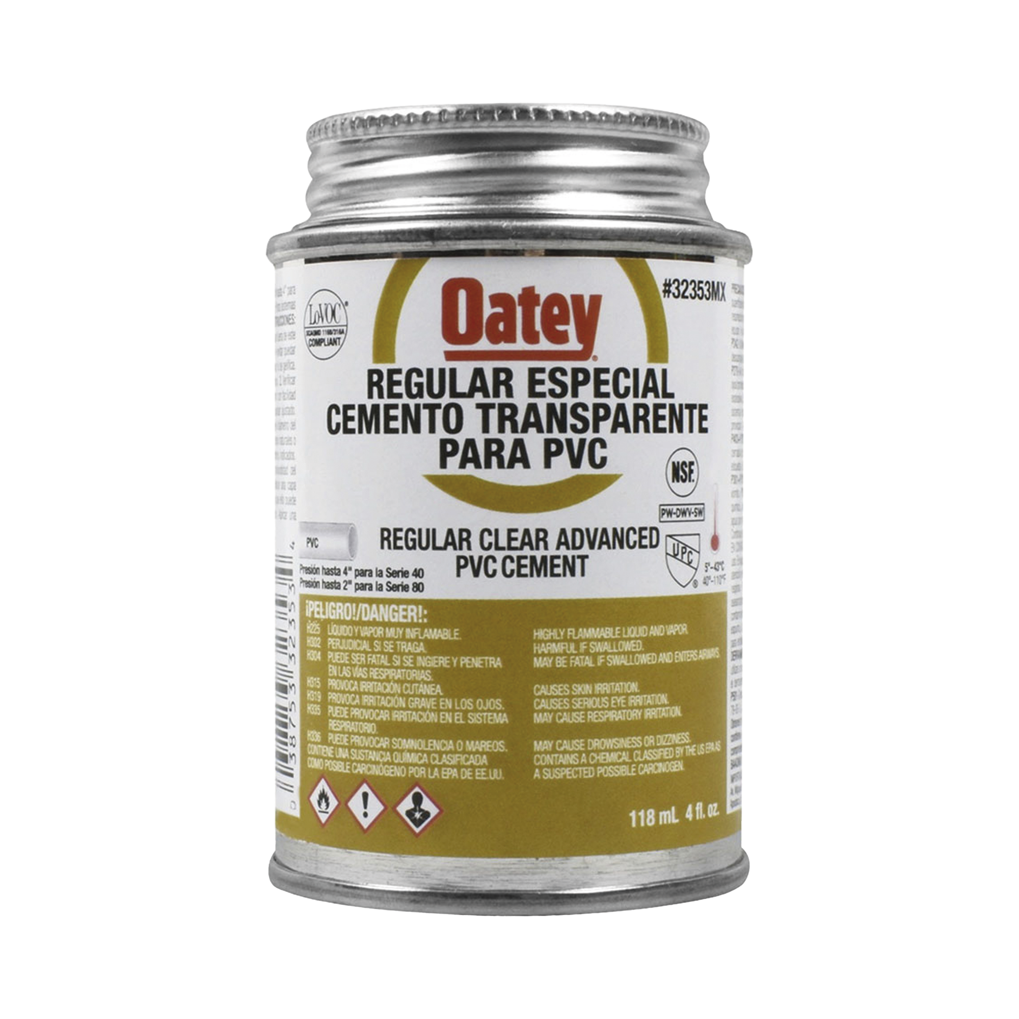 Cemento Claro de 118 ml para Tubo Conduit PVC Pesado.