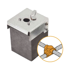 Molde de Grafito Horizontal Unión en Cruz / Cable 2/0 AWG (70 mm²) / 50 Soldaduras / Acero Electrogalvanizado / Normativa IEC 62305