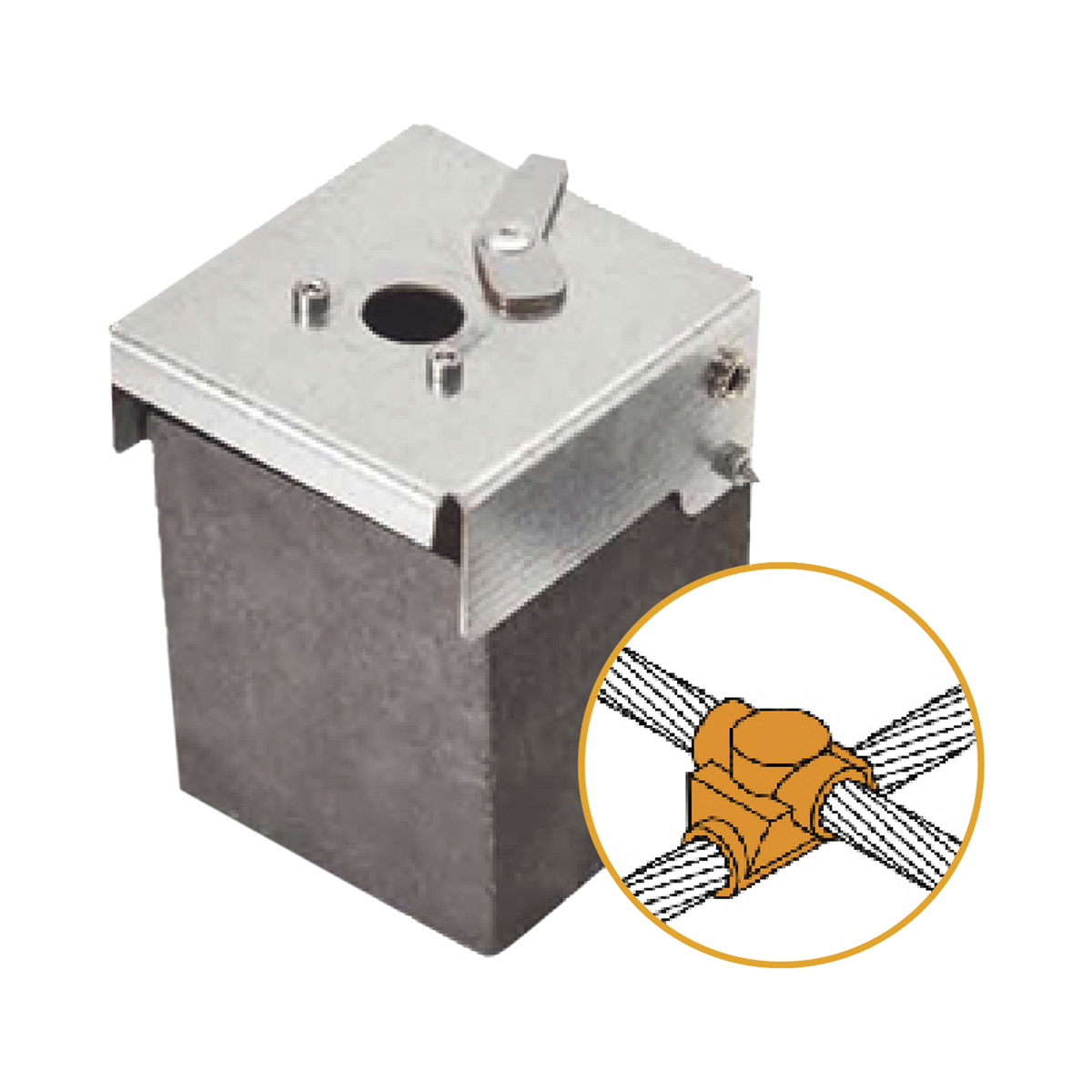 Molde de Grafito Horizontal Unión en Cruz / Cable 4/0 AWG (120 mm²) / 50 Soldaduras / Acero Electrogalvanizado / Normativa UNE 21186