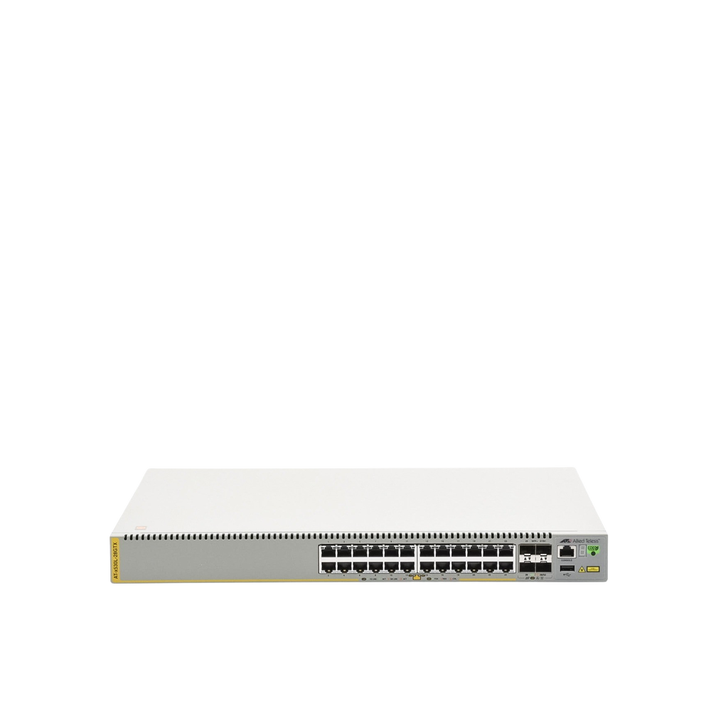 Switch inteligente de distribución o core, Stackeable, Capa 3, 24 x 1000 Mbps + 4 x SFP+ 10 G, Doble fuente de alimentación redundante