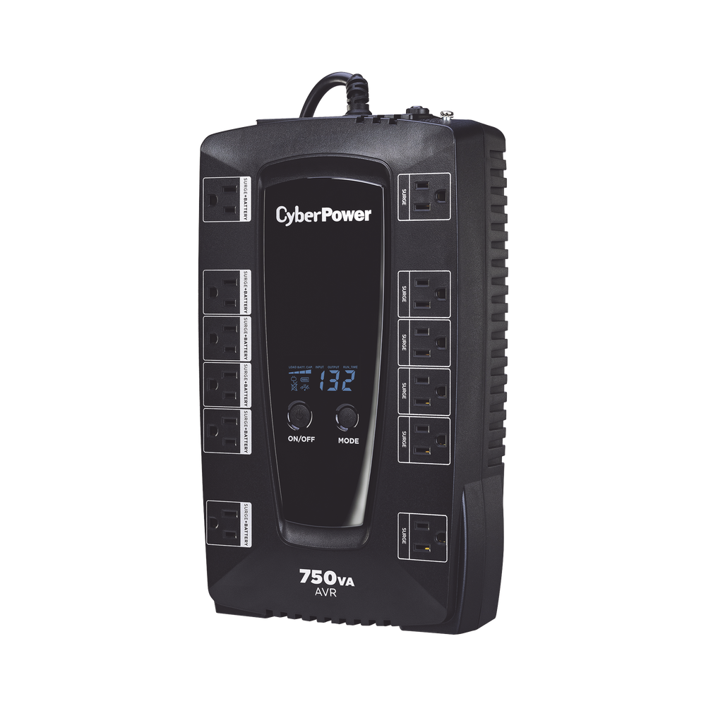 UPS de 750 VA/450 W, Topología Línea Interactiva, Entrada 120 Vca NEMA 5-15P, Tipo Gabinete Compacto, Con 12 Tomas NEMA 5-15R