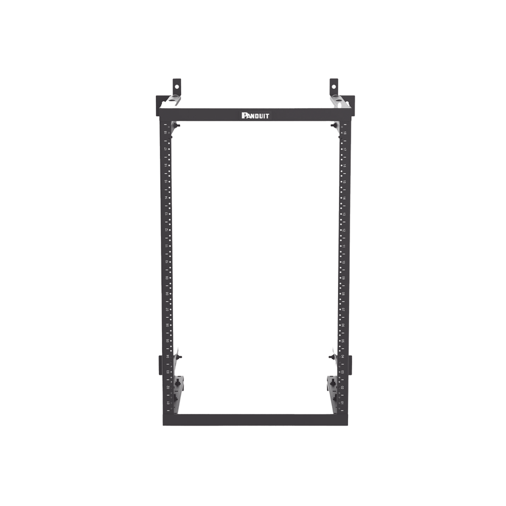 Rack PanZone® de Montaje en Pared, de 19in, Profundidad Ajustable, Rieles Numerados y Roscados #12-24, 18 UR, Color Negro