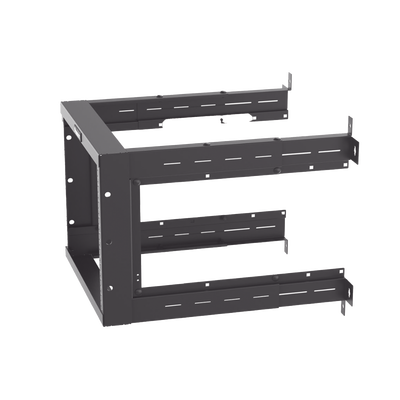 Rack PanZone® de Montaje en Pared, de 19in, Profundidad Ajustable, Rieles Numerados y Roscados #12-24, 9 UR, Color Negro