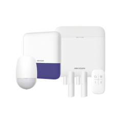 (AX PRO) KIT de Alarma AX PRO / Incluye: 1 Hub con bateria de respaldo / 1 Sensores PIR / 2 Contactos Magnéticos / 1 Control Remoto / 1 Sirena Inalambrica Exterior / WiFi / Compatible con Hik-Connect P2P