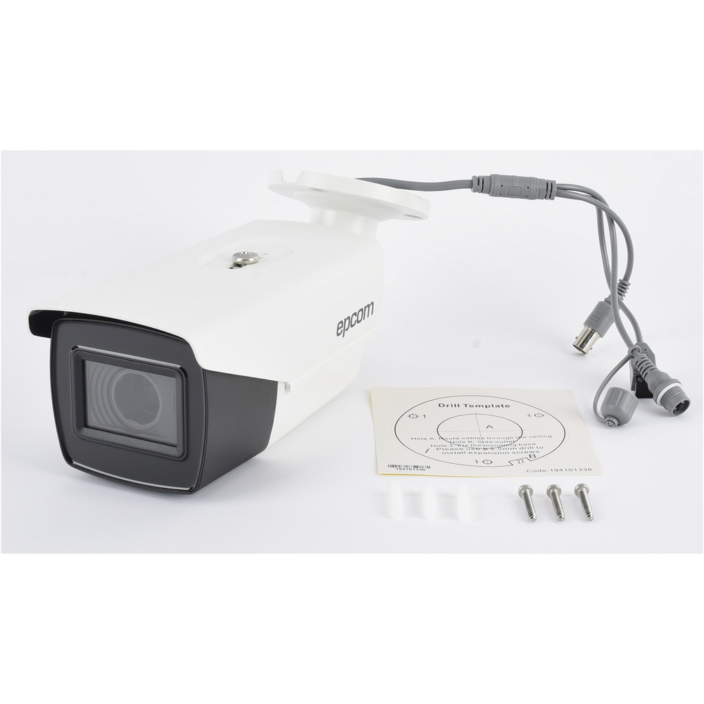 Bullet TURBOHD 4K (8Megapixeles) / Lente Mot. 2.7 a 13.5 mm / Potente IR EXIR de 80 mts / Exterior IP67 / 12 Vcc - 24 VCA / dWDR
