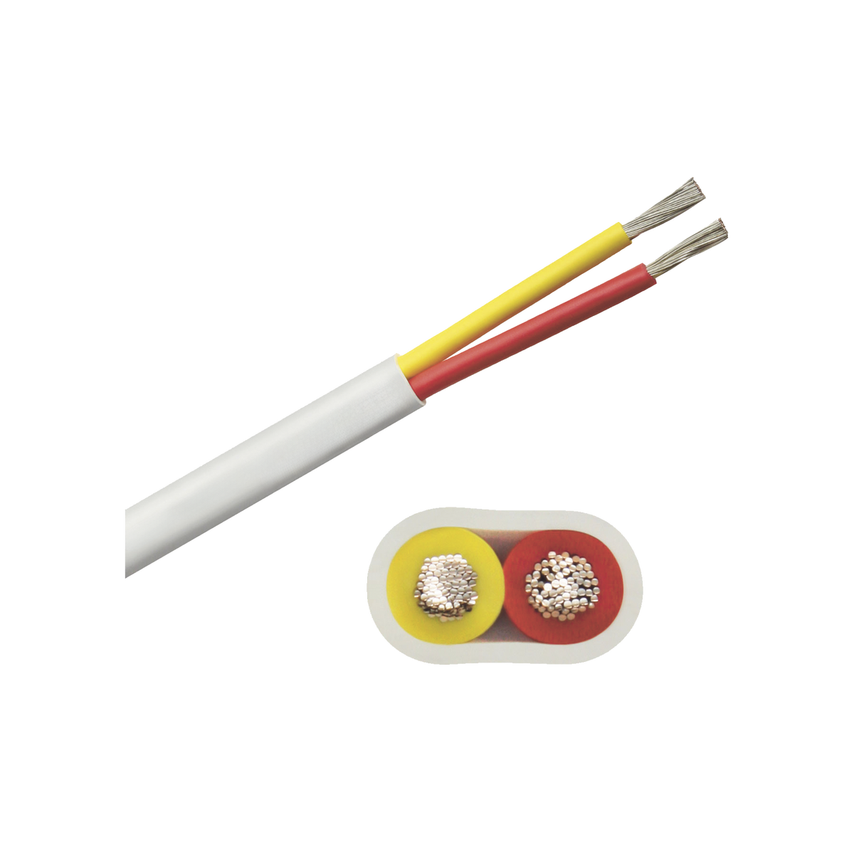 Rollo de cable plano grado marino calibre 12, de 2 conductores (rojo y amarillo) de 100 pies (30.48 m).