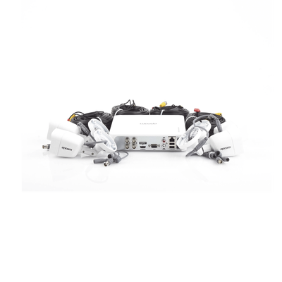 (MICRÓFONO Integrado) Kit TurboHD 1080p Lite / DVR 4 canales / Audio por Coaxitron / 4 Cámaras Bala de Metal con Micrófono Integrado