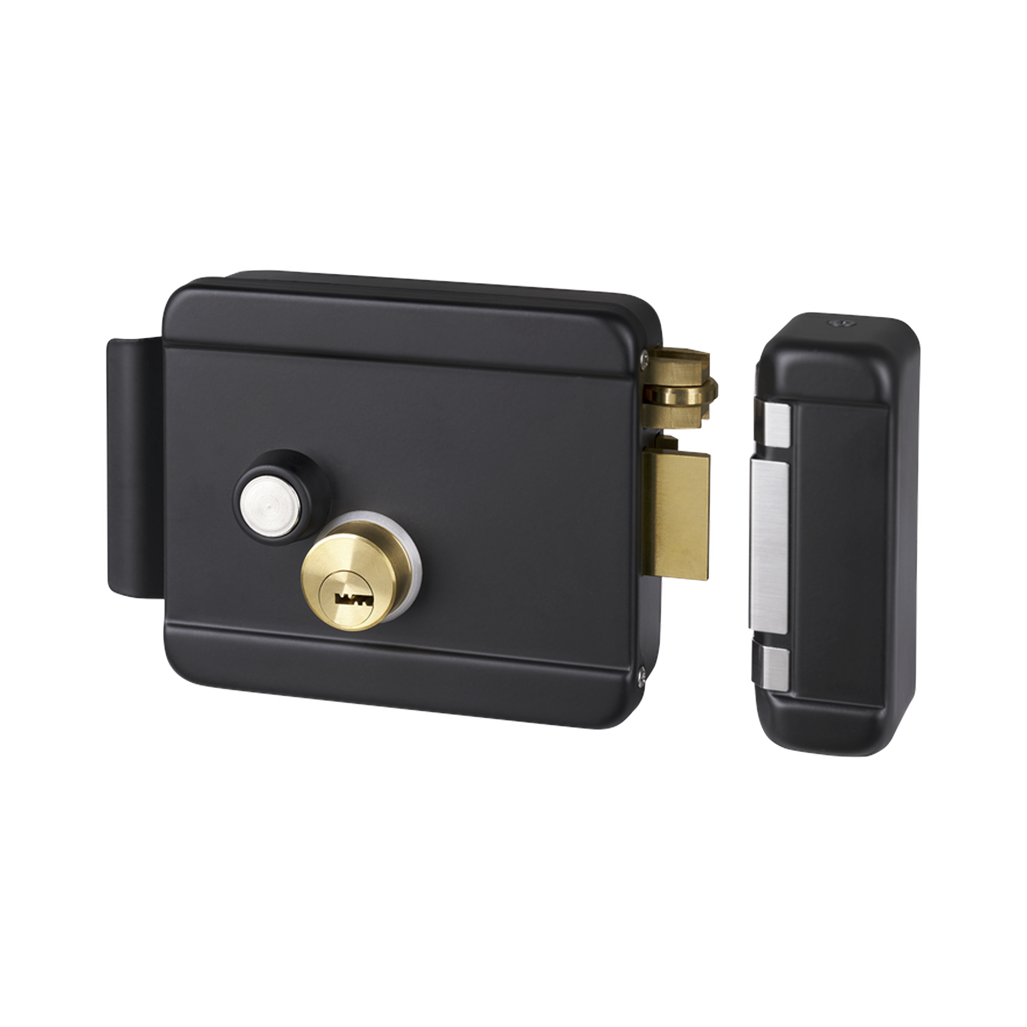 Cerradura Eléctrica con Botón de Salida / Incluye Llave  / Exterior / Derecha / Color Negro
