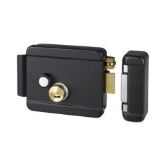 Cerradura Eléctrica con Botón de Salida / Incluye Llave  / Exterior / Derecha / Color Negro