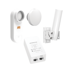 Kit de radio C5X, rango de frecuencia extendida (4.9 a 6.4 GHz),  incluye inyector POE, montaje universal para tubo o poste Y una antena de 12 dBi