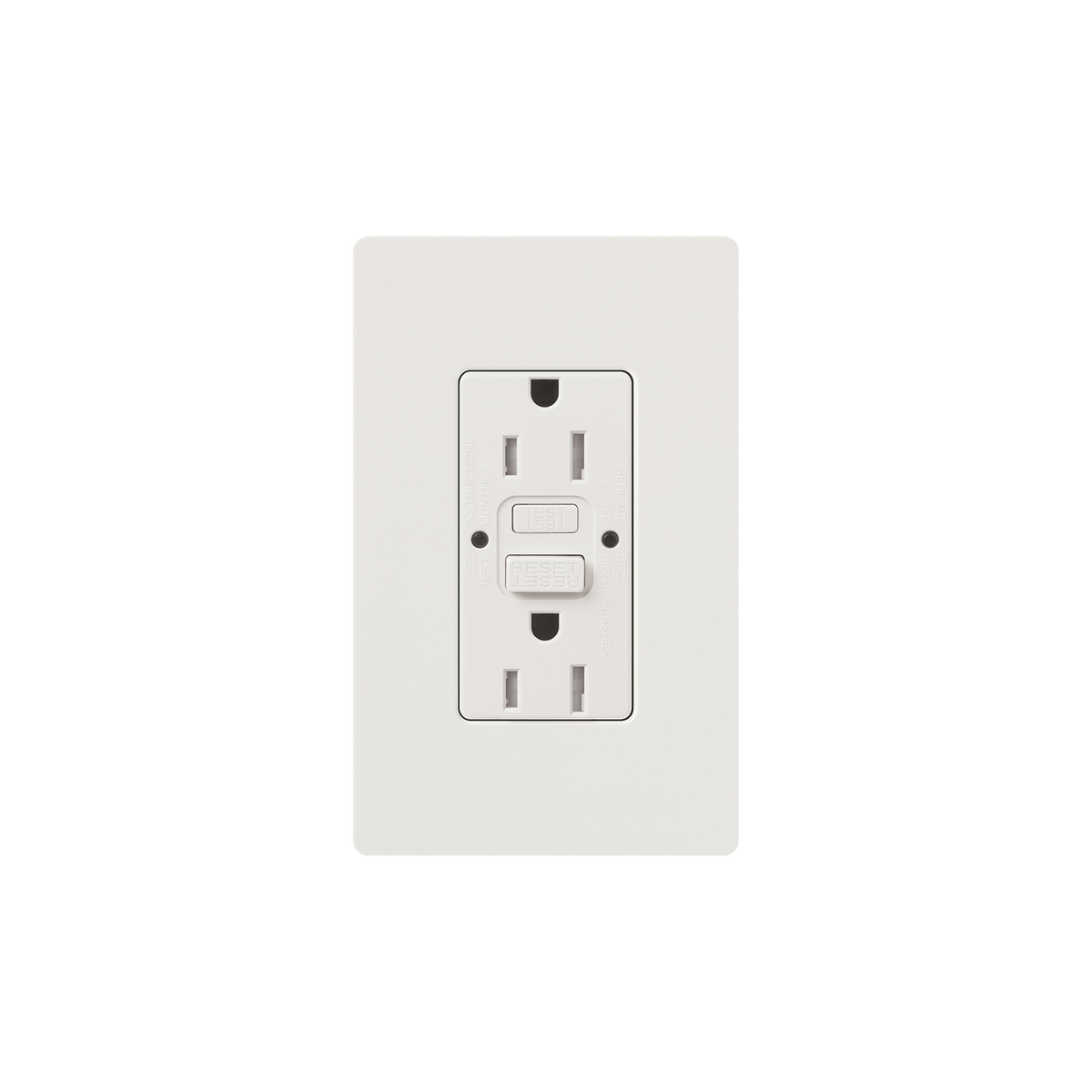 Tomacorriente 125V 15A resistente a manipulaciones, color blanco.