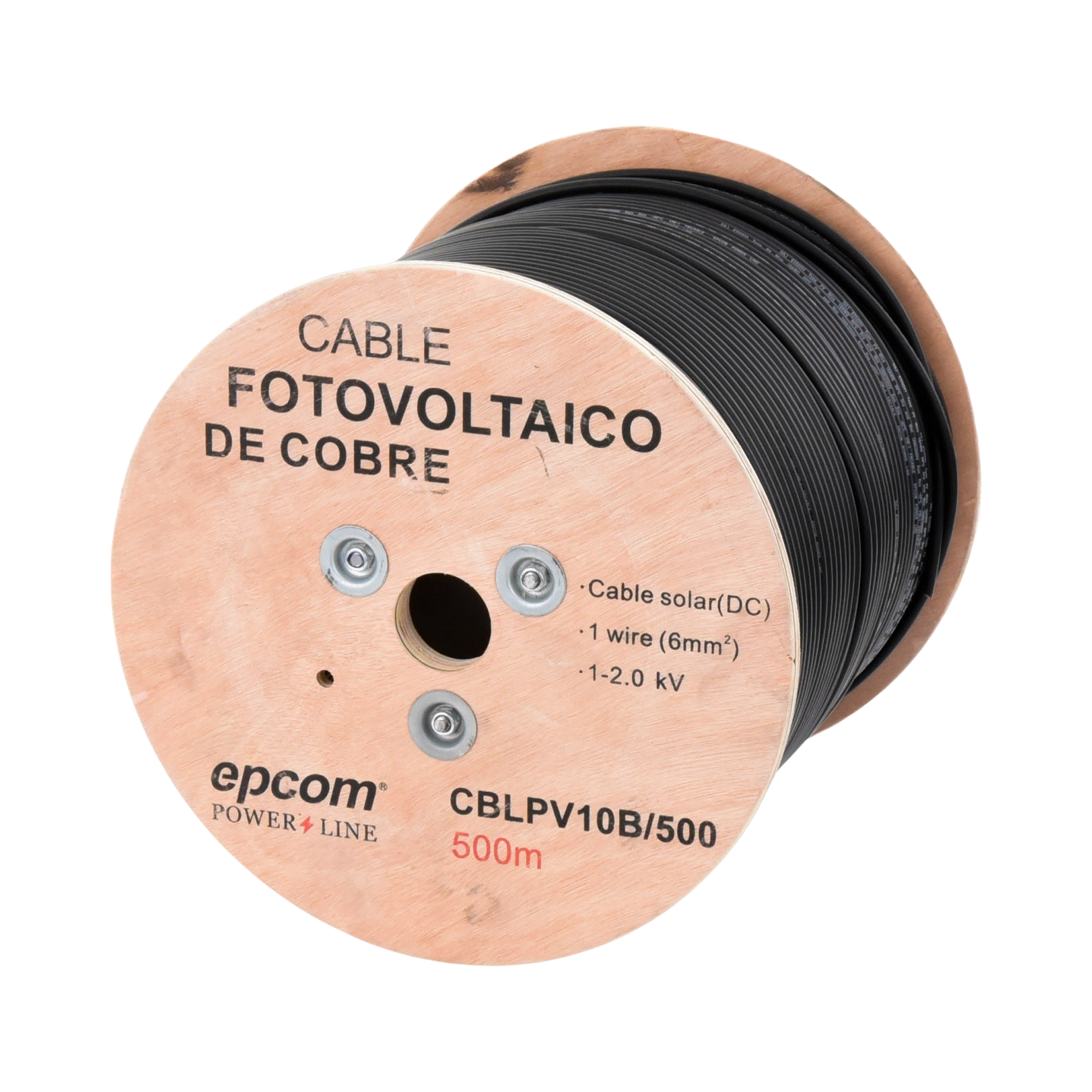 Carrete de 500 Metros / Cable Fotovoltaico Negro / 6mm² (10AWG) / Material COBRE /  2000 Vcc