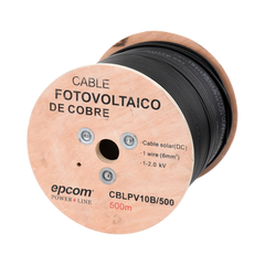 Carrete de 500 Metros / Cable Fotovoltaico Negro / 6mm² (10AWG) / Material COBRE /  2000 Vcc